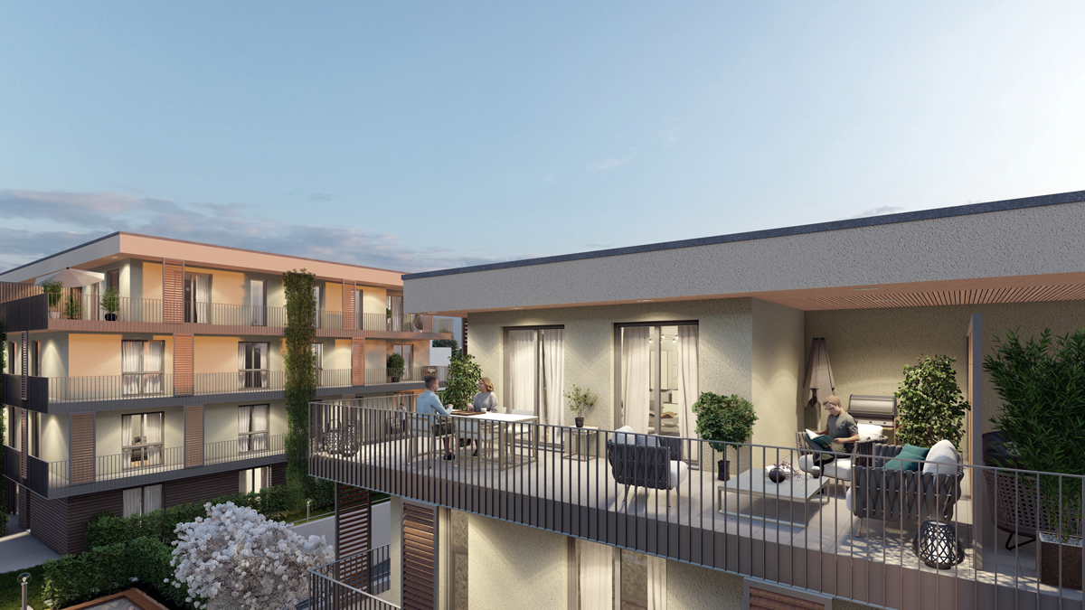 Platanen Viertel Soest - Staffelgeschoss Großzügige Freibereiche als Balkone, Garten- und Dachterrassen erweitern den Wohnraum nach außen.